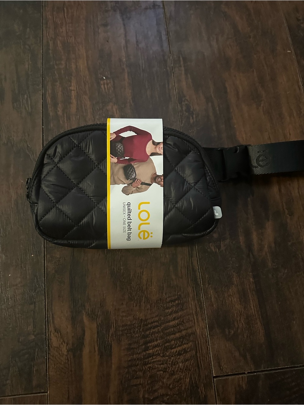 Lole Quilted Black Belt Bag with Adjustable Strap